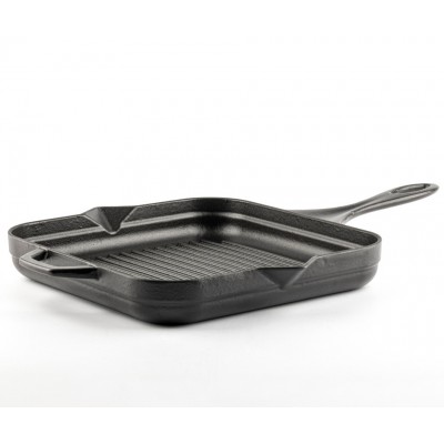 Tigaie grill din fontă emailată Hosse, Black Onyx, 28x28cm - Tigaie din fontă
