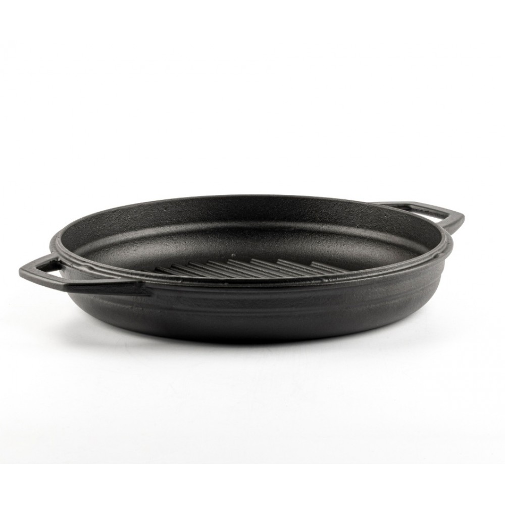 Tigaie grill din fontă emailată Hosse, Black Onyx, Ф22cm | Tigaie plată din fontă | Tigaie din fontă |