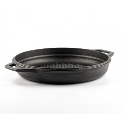 Tigaie grill din fontă emailată Hosse, Black Onyx, Ф22cm - Tigaie plată din fontă
