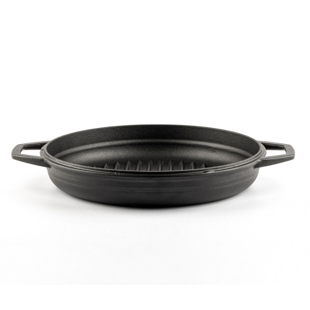 Tigaie grill din fontă emailată Hosse, Black Onyx, Ф22cm | Tigaie plată din fontă | Tigaie din fontă |