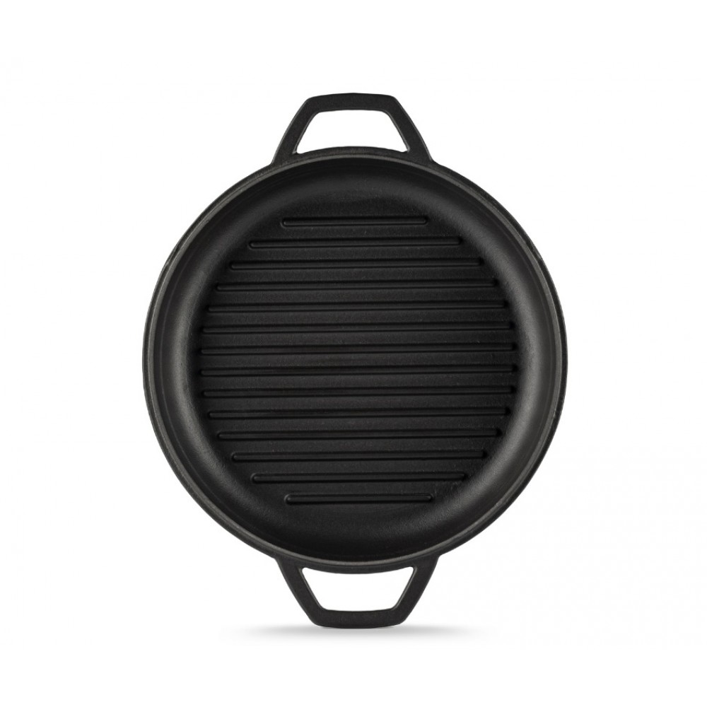 Tigaie grill din fontă emailată Hosse, Black Onyx, Ф22cm | Tigaie plată din fontă | Tigaie din fontă |