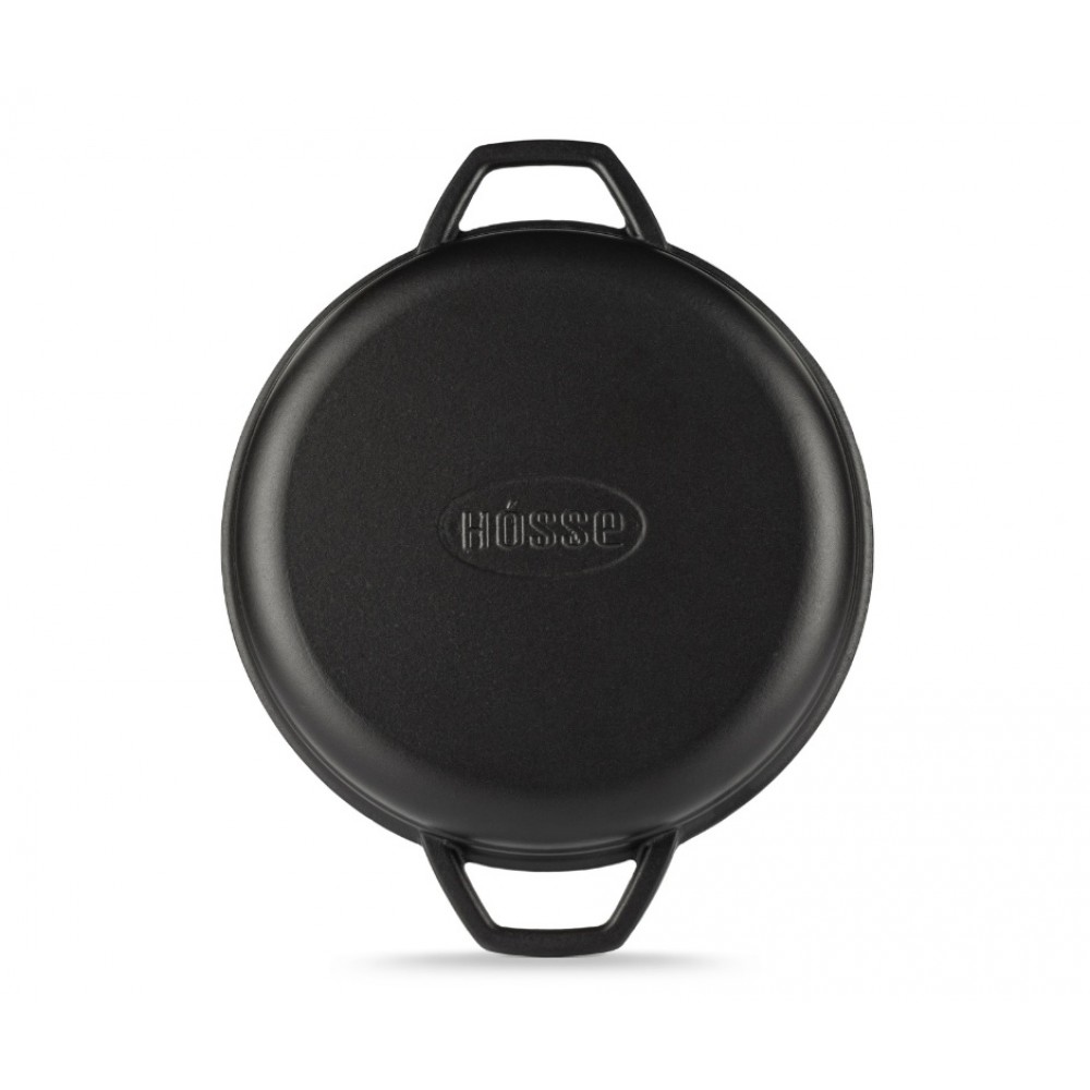 Tigaie grill din fontă emailată Hosse, Black Onyx, Ф22cm | Tigaie plată din fontă | Tigaie din fontă |