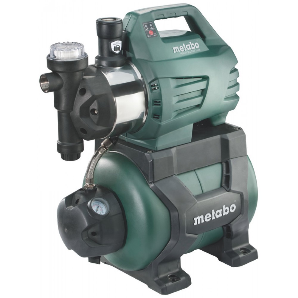 Pompa hidrofor monofazată METABO HWWI 3500/25 INOX, putere 1100 W, debit 3500 l/h, capacitate rezervor 24 L, înălțime de refulare 45 m
