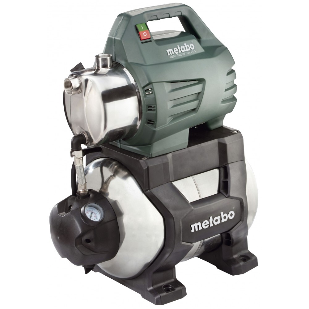 Pompa hidrofor monofazată METABO HWW 4500/25 INOX PLUS, putere 1300 W, debit 4500 l/h, înălțime de refulare 48 m, capacitate rezervor 24 L | Pompe de apa electrice | Pompe de apă |