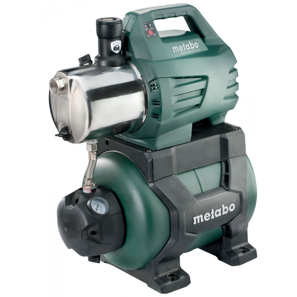 Pompa hidrofor monofazată METABO HWW 6000/25 INOX, putere 1300 W, debit 6000 l/h, înălțime de refulare 55 m, capacitate rezervor 24 L
