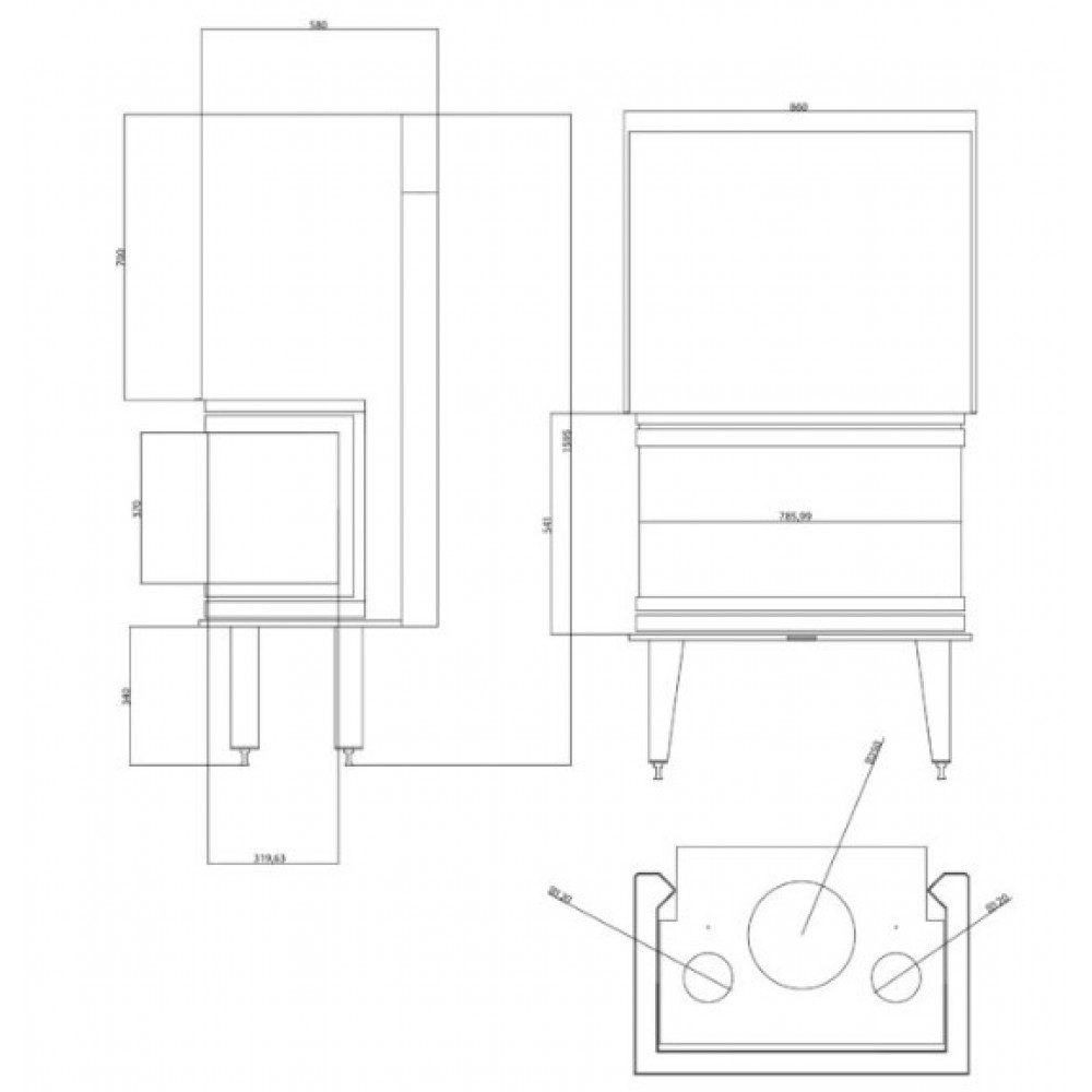 Focar Semineu Balkan Energy ATS AIR PANORAMA 800, 16.04kW | Focare Seminee Pe Lemne | Focare Seminee |