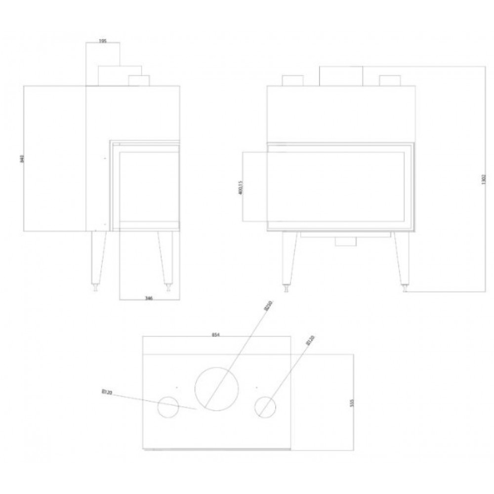Focar Semineu Balkan Energy ATS STABLE AIR CORNER 800, cu conducte de aer, stânga, 15.15kW | Focare Seminee Pe Lemne | Focare Seminee |