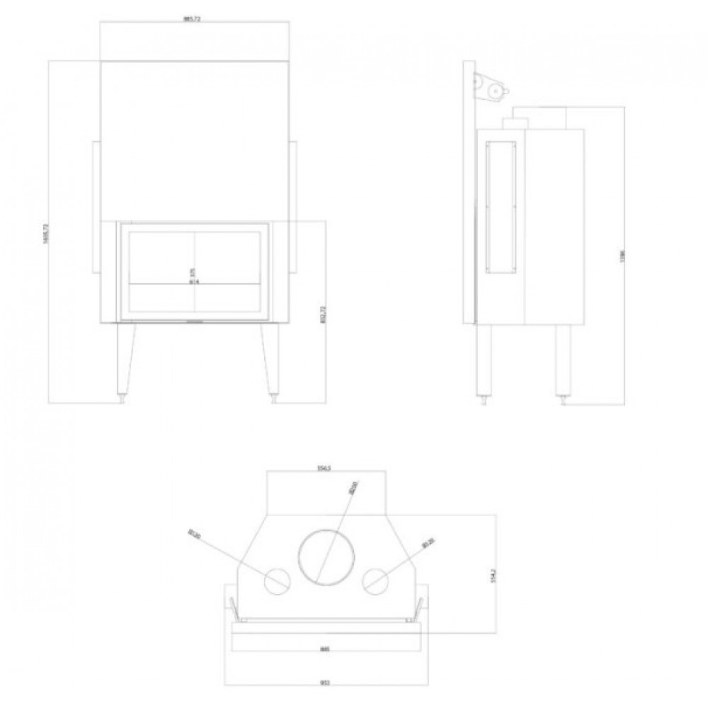 Focar Semineu Balkan Energy ATS STRAIGHT AIR 800, cu conducte de aer, 15.95kW | Focare Seminee Pe Lemne | Focare Seminee |