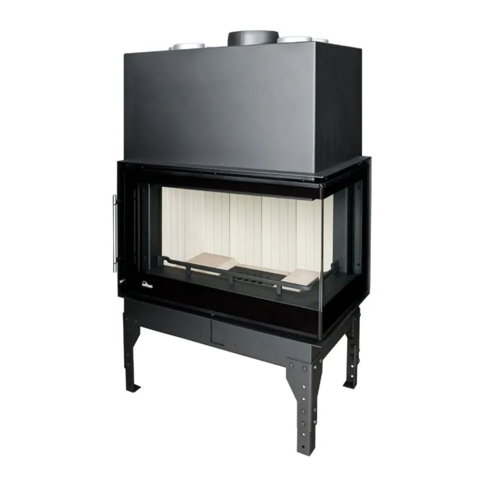 Focar Semineu UNIFLAM 860 EVO PBS cu conducte de aer și alimentare cu aer, sticlă curbată, partea dreaptă, 15 kW | Focare Seminee Pe Lemne | Focare Seminee |