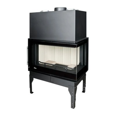 Focar Semineu UNIFLAM 760 EVO PBS cu conducte de aer și alimentare cu aer, sticlă curbată, partea dreaptă, 10 kW - Compară produse