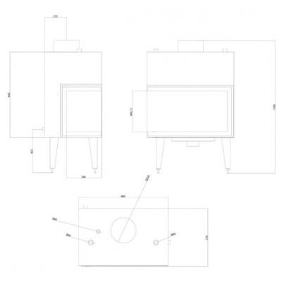 Termofocar / Focar Semineu Balkan Energy ATS STABLE HYDRO CORNER 800, dreapta, 24.58kW - Compară produse