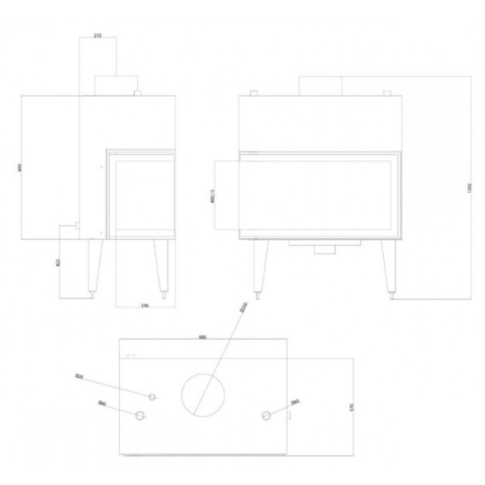 Termofocar / Focar Semineu Balkan Energy ATS STABLE HYDRO CORNER 900, stânga, 27.23kW | Focare Seminee Pe Lemne | Focare Seminee |