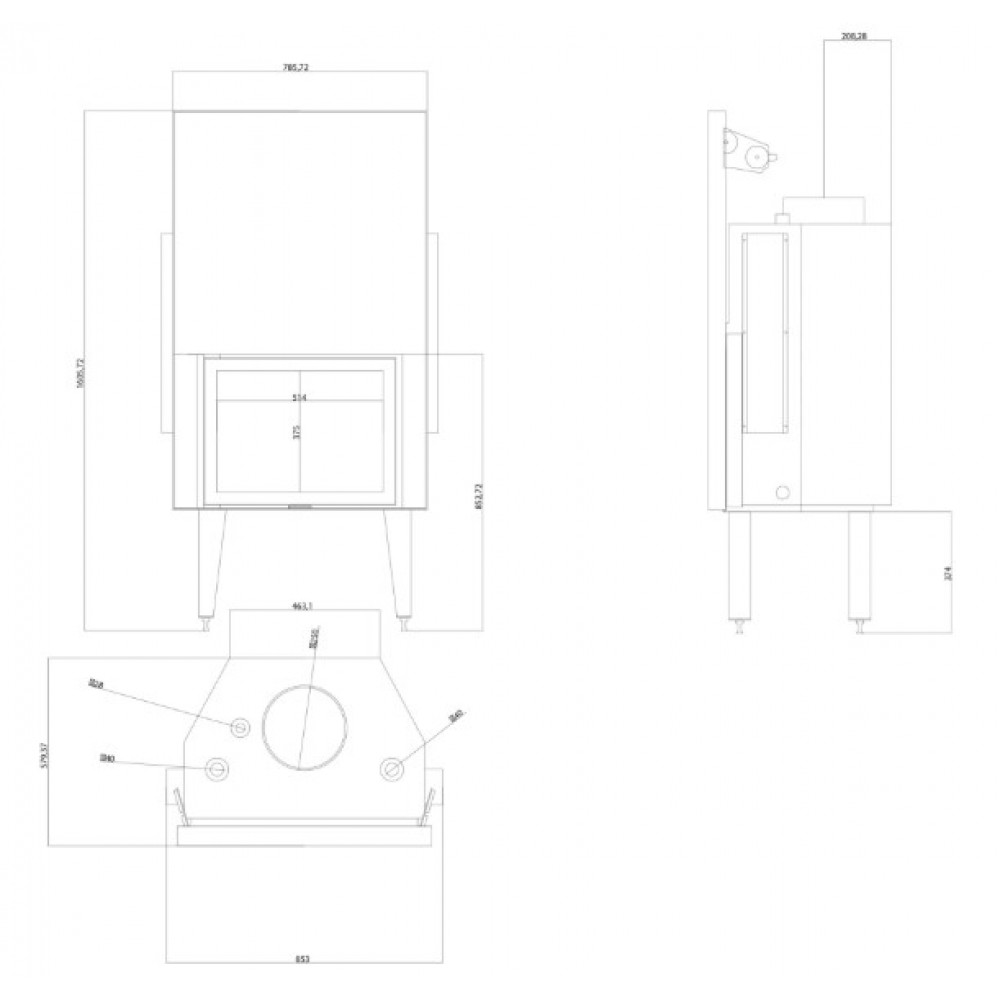 Termofocar / Focar Semineu Balkan Energy ATS STRAIGHT HYDRO 700, 24.56kW | Focare Termosemineu Tip Centrala | Focare Seminee |