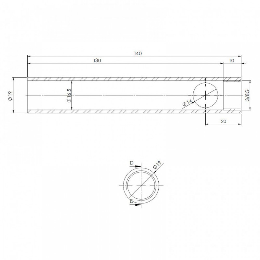 Tub pentru rezistenta aprindere soba peleți, Diametru 19mm, Lungime 140mm, Filet 3/8" | Rezistenta aprindere peleti | Piese schimb sobe peleti |