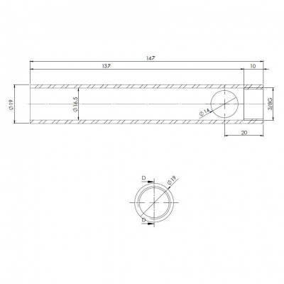Tub pentru rezistenta aprindere soba peleți, Diametru 19mm, Lungime 147mm, Filet 3/8" - Rezistenta aprindere peleti
