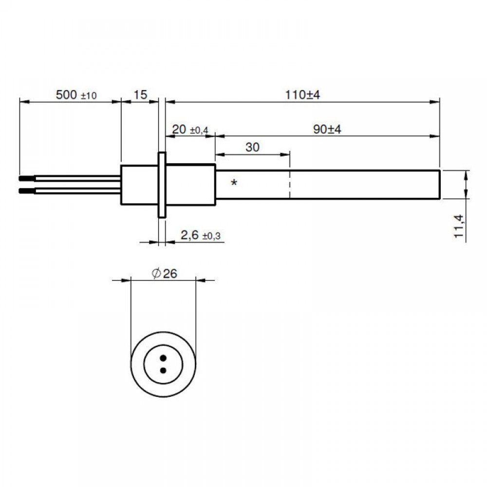 Rezistenta aprindere cu cristal de cuarț negru pentru soba peleți Ravelli, Anselmo Cola, Moretti Design, Operа, Karmek One și altele, lungime totală 125mm, 330W | Rezistenta aprindere peleti | Piese schimb sobe peleti |