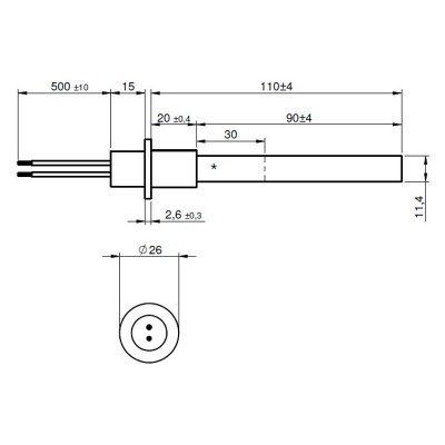 Rezistenta aprindere cu cristal de cuarț negru pentru soba peleți Ravelli, Anselmo Cola, Moretti Design, Operа, Karmek One și altele, lungime totală 125mm, 330W - Rezistenta aprindere peleti