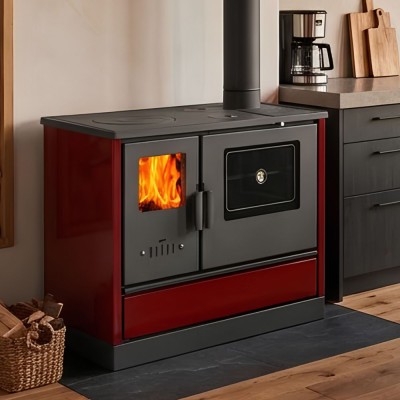 Soba De Gatit Pe Lemne Balkan Energy 4020 Bordeaux, Capac Din Fonta, Dotata Cu Cuptor Pentru Gatit Si Plita, Putere 7.9 kW - Balkan Energy
