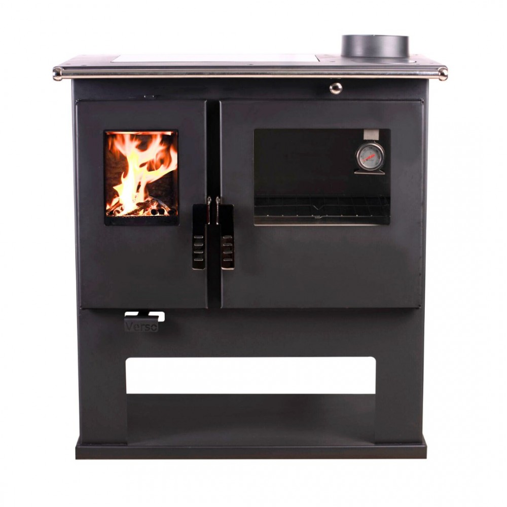 Soba de Gatit Pe Lemne Verso CS Inox Ceramic Dreapta cu cuptor din inox și plită vitroceramică, 7.7kW | Sobe cu Cuptor | Seminee pe lemne |