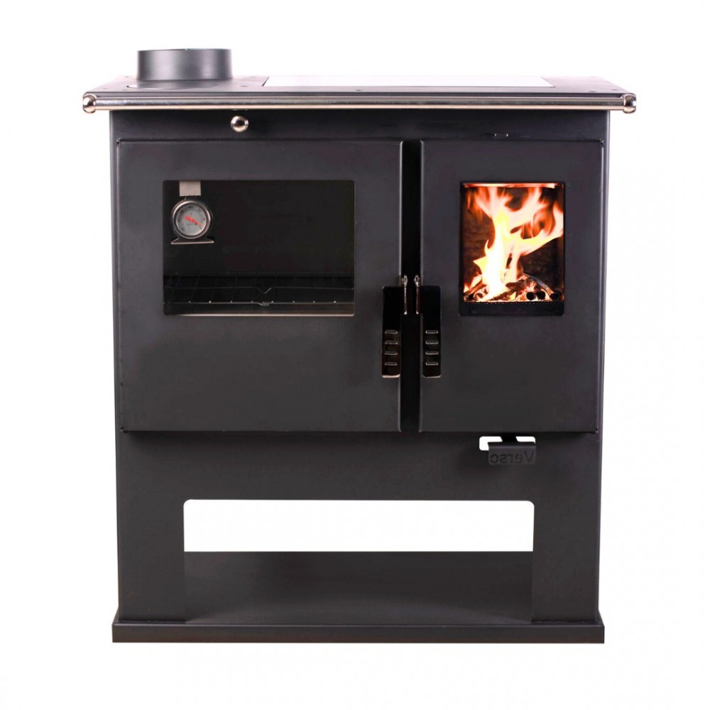 Soba de Gatit Pe Lemne Verso CS Inox Ceramic Stânga cu cuptor din inox și plită vitroceramică, 7.7kW | Sobe cu Cuptor | Seminee pe lemne |