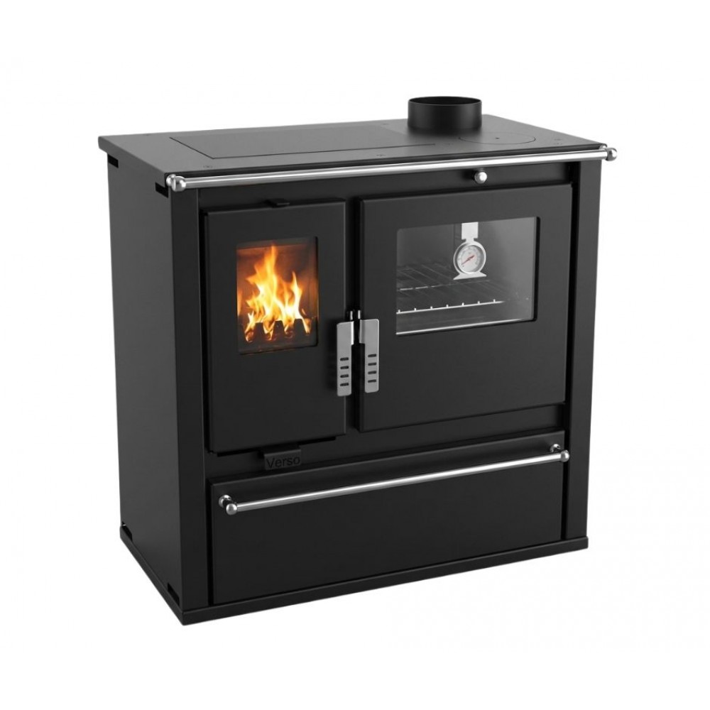 Soba de Gatit Pe Lemne Verso CS Plus cu cuptor din inox și plită din oțel, Negru, Dreapta, 7.7kW | Sobe cu Cuptor | Seminee pe lemne |