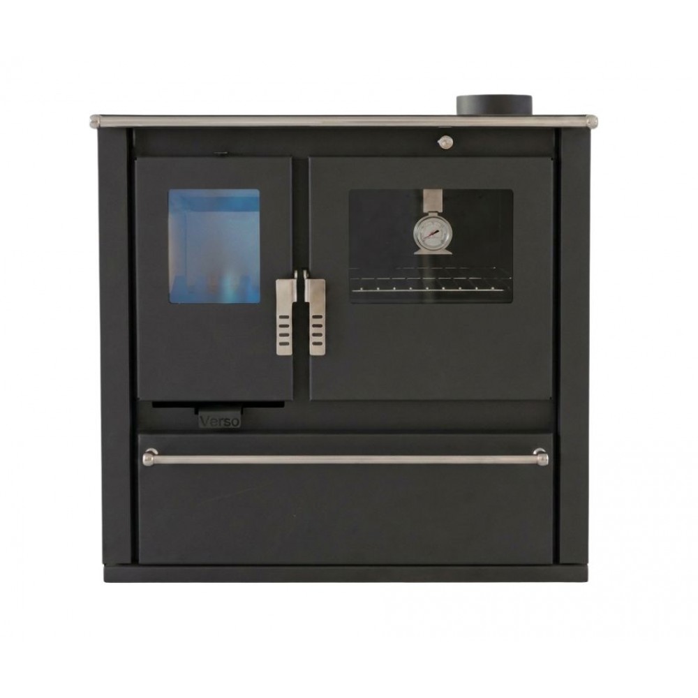Soba de Gatit Pe Lemne Verso CS Plus cu cuptor din oțel și plită din oțel, Negru, Dreapta, 7.7kW | Sobe cu Cuptor | Seminee pe lemne |