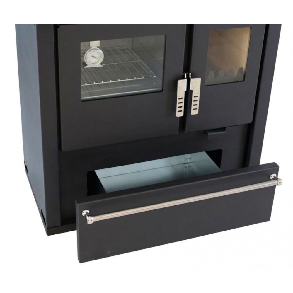 Soba de Gatit Pe Lemne Verso CS Plus cu cuptor din inox și plită din oțel, Negru, Stânga, 7.7kW | Sobe cu Cuptor | Seminee pe lemne |
