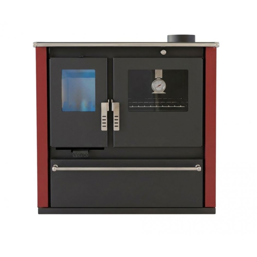 Soba de Gatit Pe Lemne Verso CS Plus cu cuptor din inox și plită din oțel, Roșu, Dreapta, 7.7kW | Sobe cu Cuptor | Seminee pe lemne |