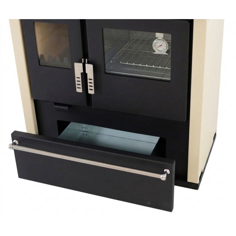 Soba de Gatit Pe Lemne Verso CS Plus cu cuptor din inox și plită din oțel, Fildeș, Dreapta, 7.7kW | Sobe cu Cuptor | Seminee pe lemne |