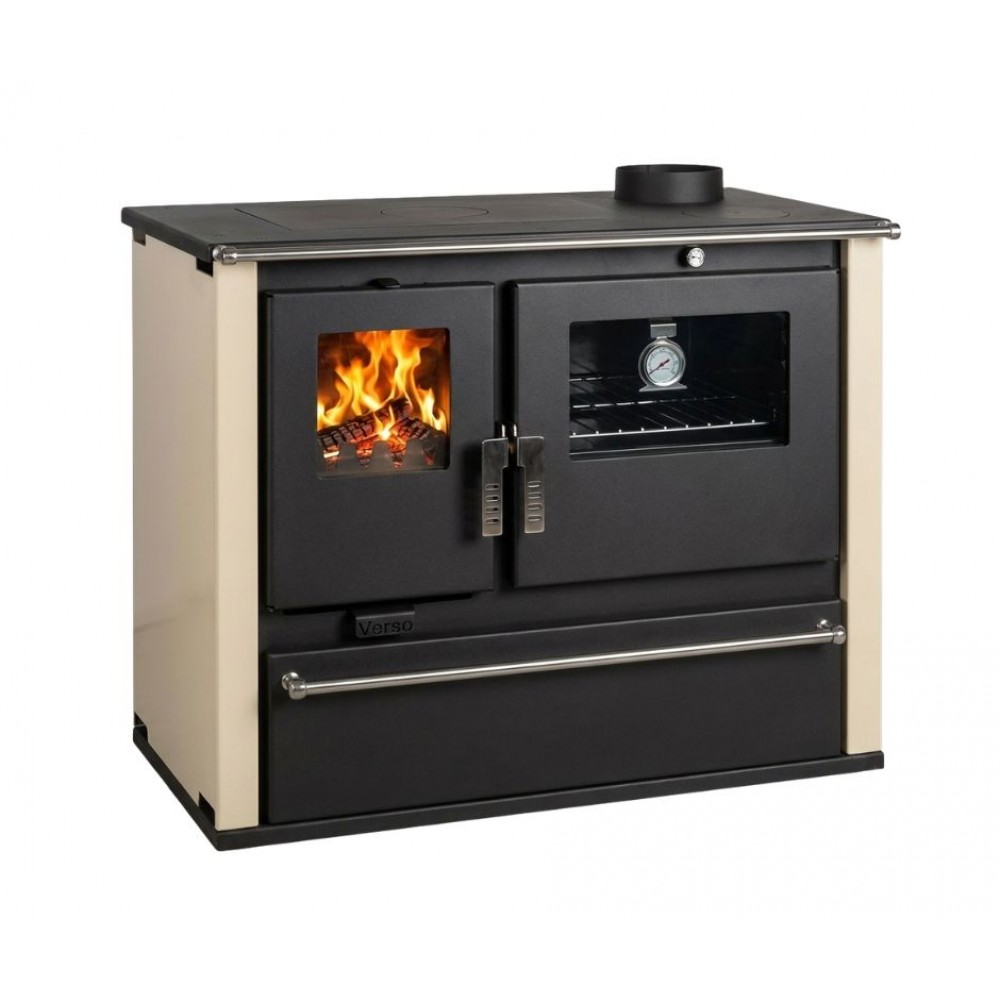 Soba de Gatit Pe Lemne Verso CS Plus cu cuptor din oțel și plită din oțel, Fildeș, Dreapta, 7.7kW | Sobe cu Cuptor | Seminee pe lemne |