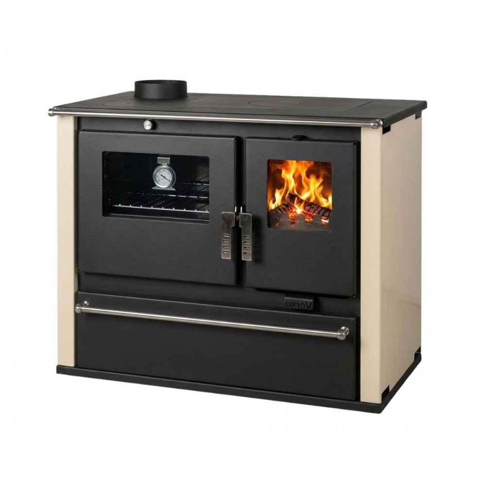 Soba de Gatit Pe Lemne Verso CS Plus cu cuptor din oțel și plită din oțel, Fildeș, Stânga, 7.7kW | Sobe cu Cuptor | Seminee pe lemne |