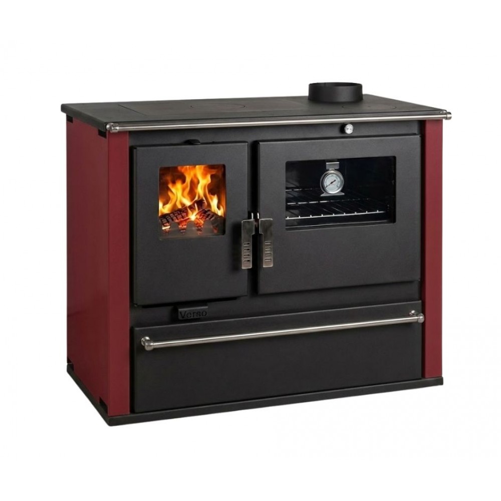 Soba de Gatit Pe Lemne Verso CS Plus cu cuptor din oțel și plită din oțel, Roșu, Dreapta, 7.7kW | Sobe cu Cuptor | Seminee pe lemne |