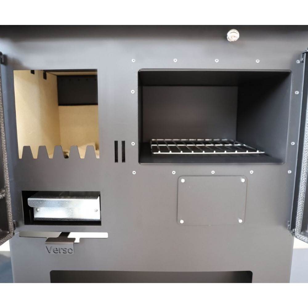 Soba de Gatit Pe Lemne Verso CS Plus cu cuptor din oțel și plită din oțel, Roșu, Dreapta, 7.7kW | Sobe cu Cuptor | Seminee pe lemne |