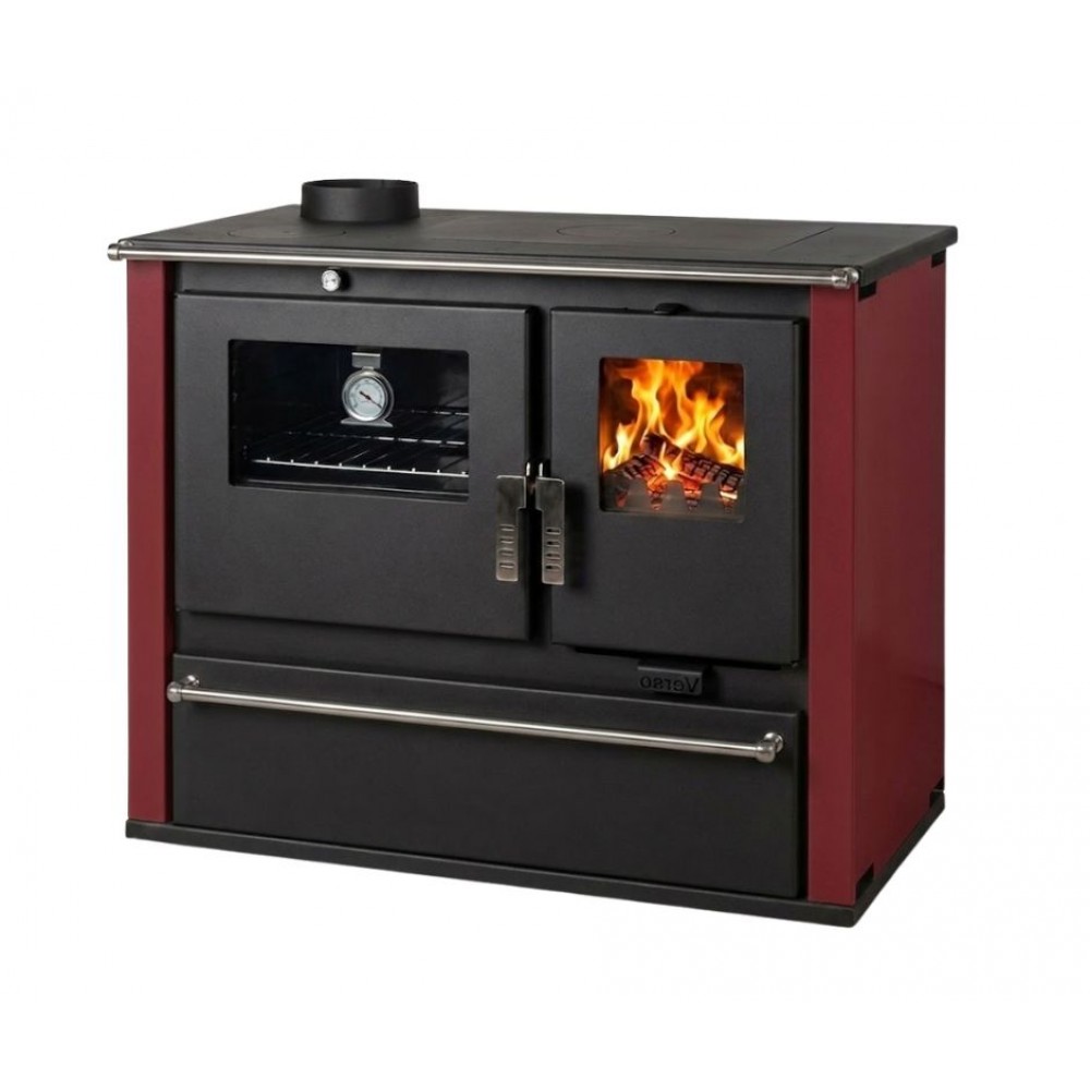 Soba de Gatit Pe Lemne Verso CS Plus cu cuptor din oțel și plită din oțel, Roșu, Stânga, 7.7kW | Sobe cu Cuptor | Seminee pe lemne |