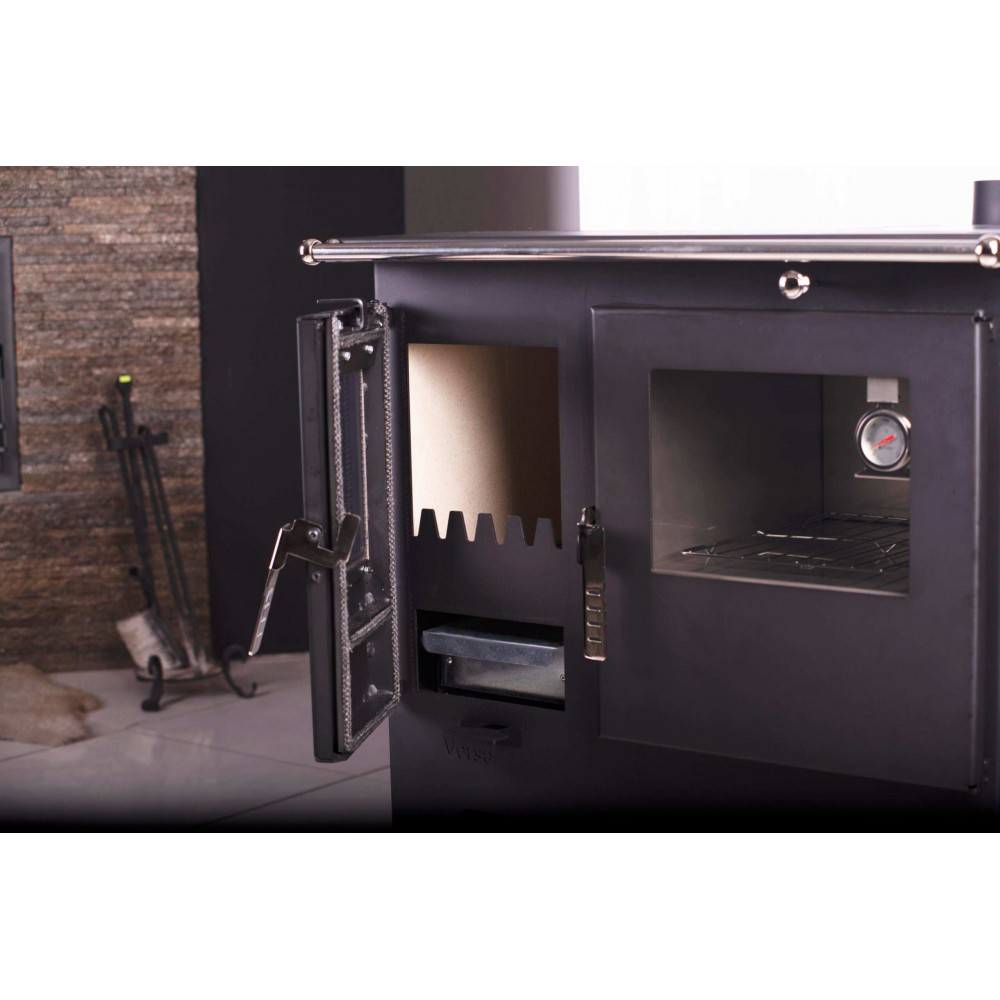 Soba de Gatit Pe Lemne Verso CS Inox Dreapta cu cuptor din inox, 7.7kW | Sobe cu Cuptor | Seminee pe lemne |