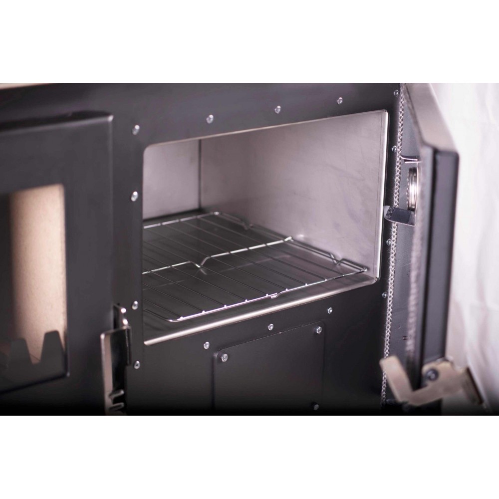 Soba de Gatit Pe Lemne Verso CS Inox Dreapta cu cuptor din inox, 7.7kW | Sobe cu Cuptor | Seminee pe lemne |