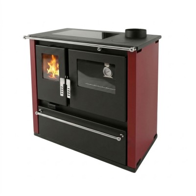 Soba de Gatit Pe Lemne Verso CS Plus Cu Cuptor Din Inox Si Plita Vitroceramica, Rosu, Dreapta, 7.7kW - Verso