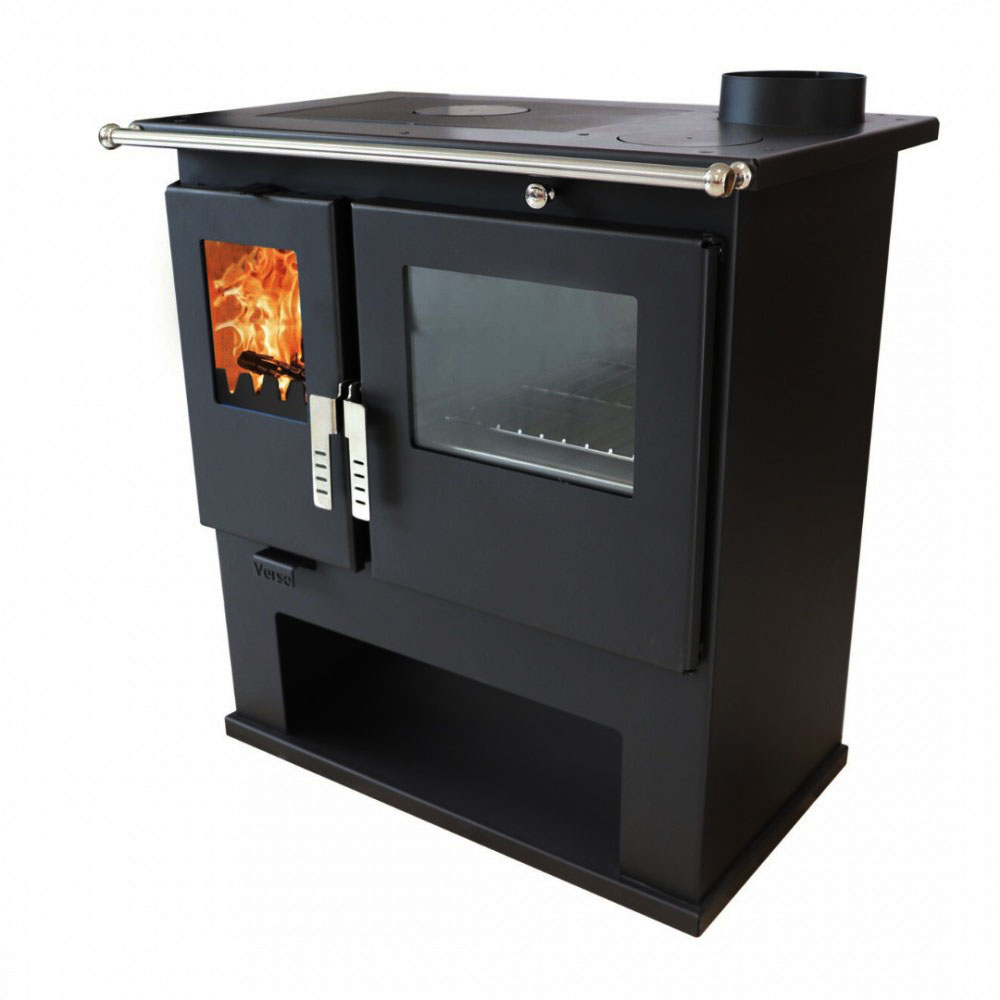 Soba de Gatit Pe Lemne Verso CS Inox Dreapta cu cuptor din inox, 7.7kW | Sobe cu Cuptor | Seminee pe lemne |