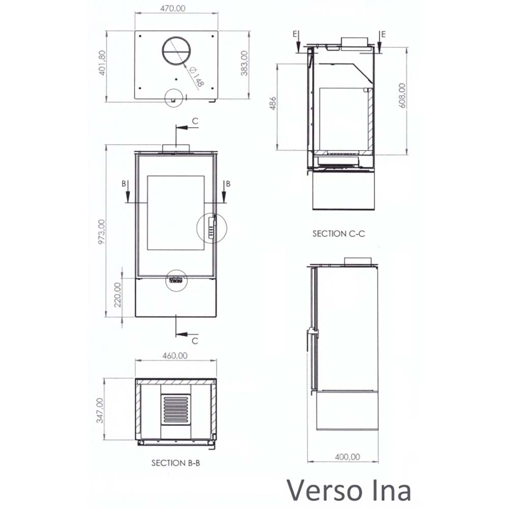 Soba Pe Lemne Verso Ina, 7.5kW | Sobe pe Lemne | Seminee |