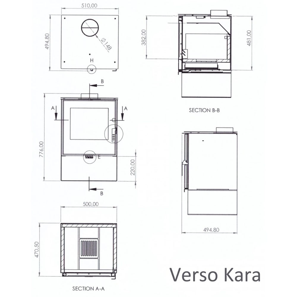Soba Pe Lemne Verso Kara, 7.5kW | Sobe pe Lemne | Seminee |