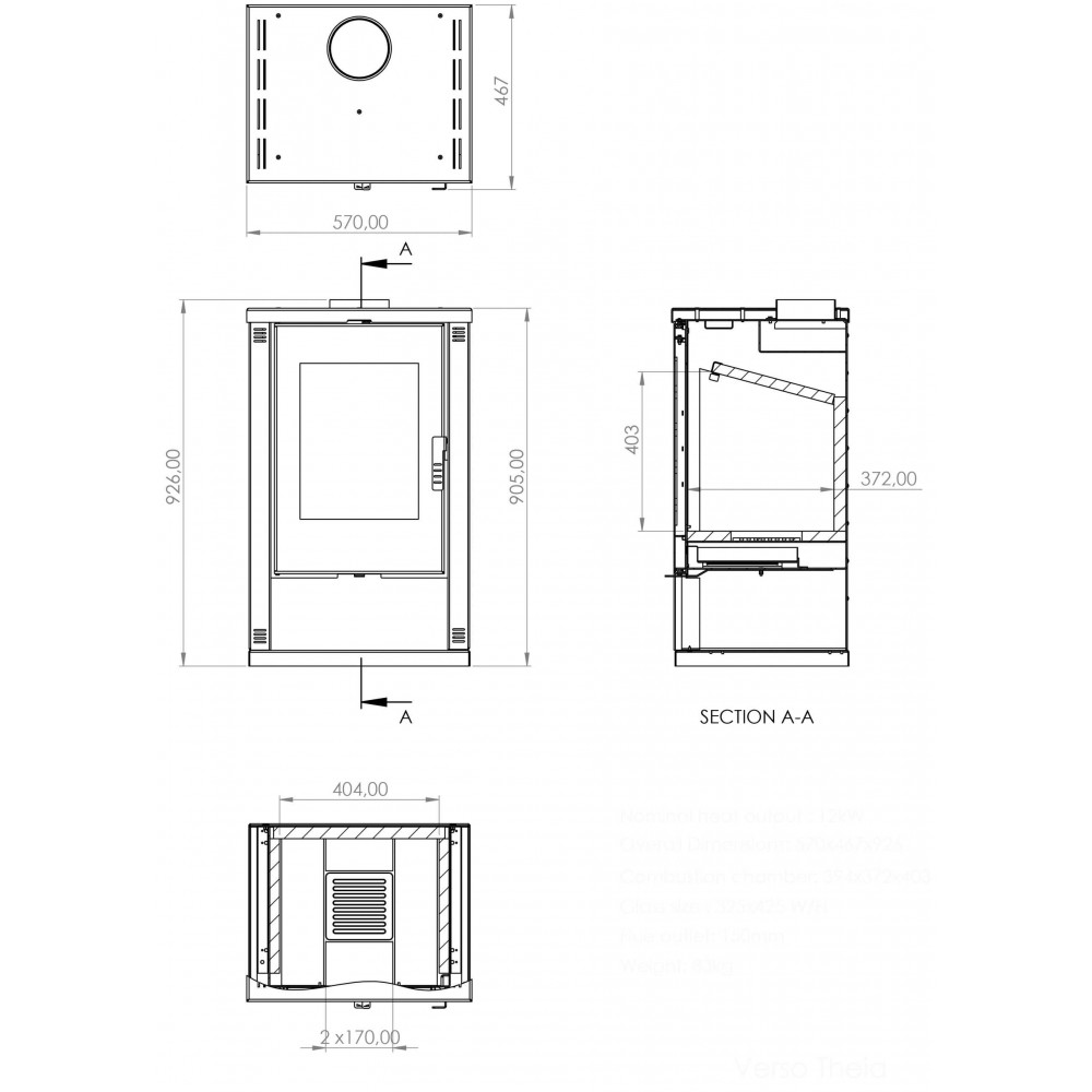 Soba Pe Lemne Verso Theia, Fildes, 9kW | Sobe pe Lemne | Seminee |