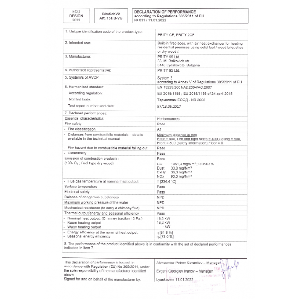 Focar Semineu Prity, Model CF, Incorporabil, Putere 18.2kw,Dotat Cu Ventilator Si Usa Realimentare Din Otel | Focare Seminee Pe Lemne | Focare Seminee |