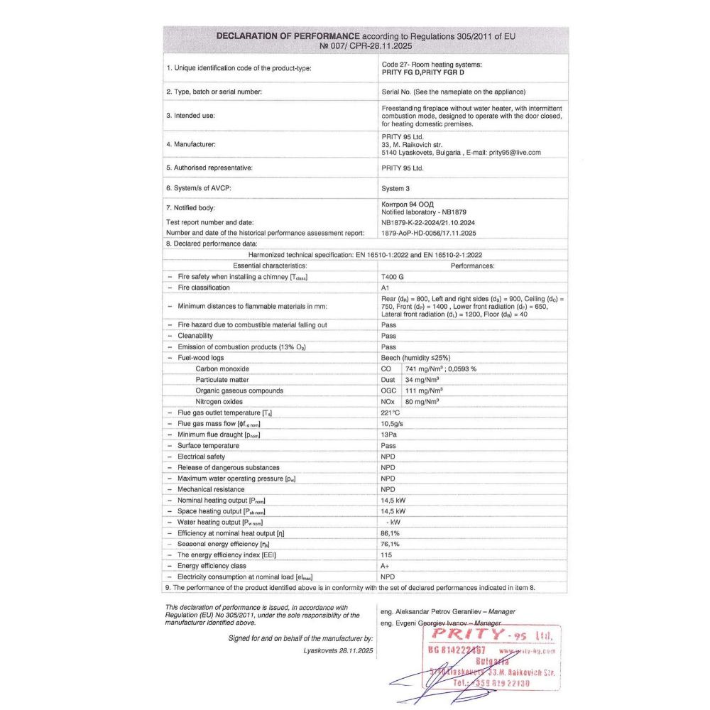 Semineu pe lemne / Soba Pe Lemne cu Cuptor Prity FGR D, 14,5 kW | Sobe pe Lemne | Seminee pe lemne |