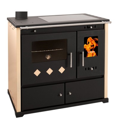 Soba De Gatit Pe Lemne Prometey Perfect Practik Lux cu plita ceramica, cos stanga, fildes, 9.5kW - Prometey