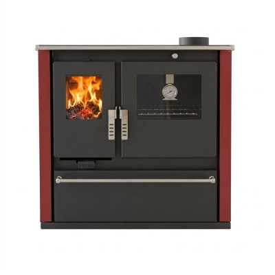 Soba de Gatit Pe Lemne Verso CS Plus Cu Cuptor Din Inox Si Plita Din Otel, Rosu, Dreapta, 7.7kW - Verso