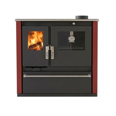 Soba de Gatit Pe Lemne Verso CS Plus Cu Cuptor Din Inox Si Plita Vitroceramica, Rosu, Dreapta, 7.7kW - Verso