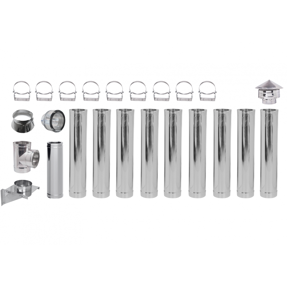 Kit Cos Fum Pentru Sobe Peleti, Izolat, Diametro Ф80 (diametru intern), 10.7m