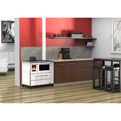 Sobe de Gatit pe Lemne Alfa Plam Donna 70 White Right, 5kW - Semineе pe lemne