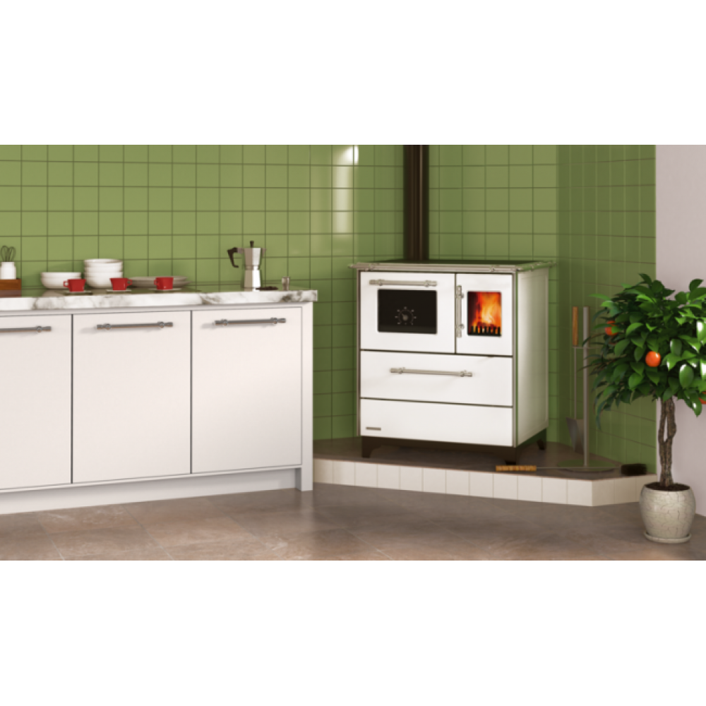 Sobe de Gatit pe Lemne Alfa Plam Donna 70 Alb, 5kW | Sobe cu Cuptor Prity | Prity |