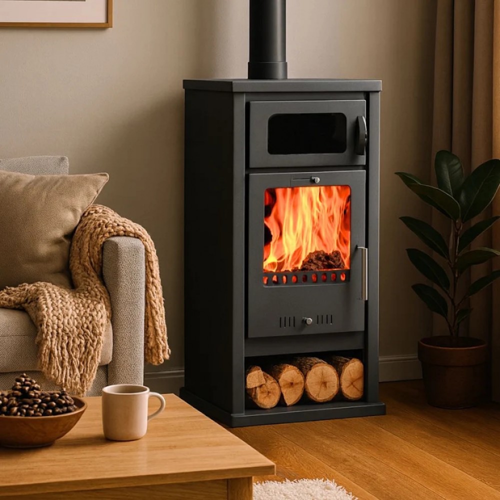 Soba Pe Lemne Balkan Energy Troy, Dotat Cu Cuptor Pentru Gatit, Putere 7.8kW | Sobe pe Lemne | Seminee |